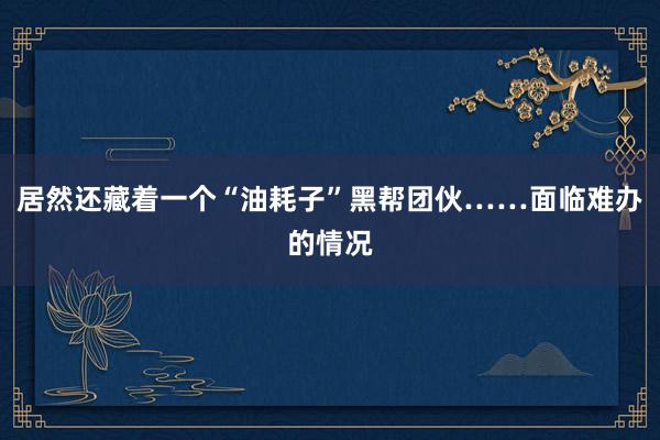 居然还藏着一个“油耗子”黑帮团伙……面临难办的情况